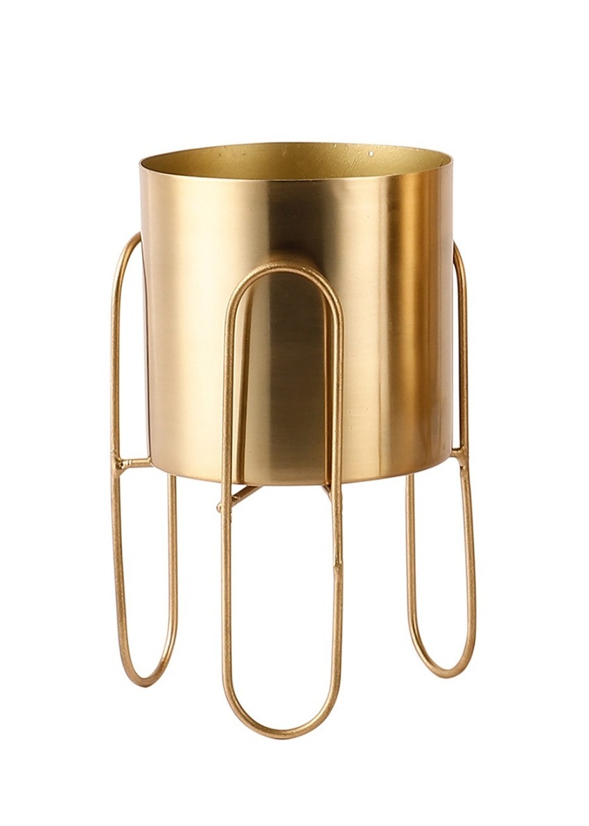 Arch-Stand Brushed Brass Planter