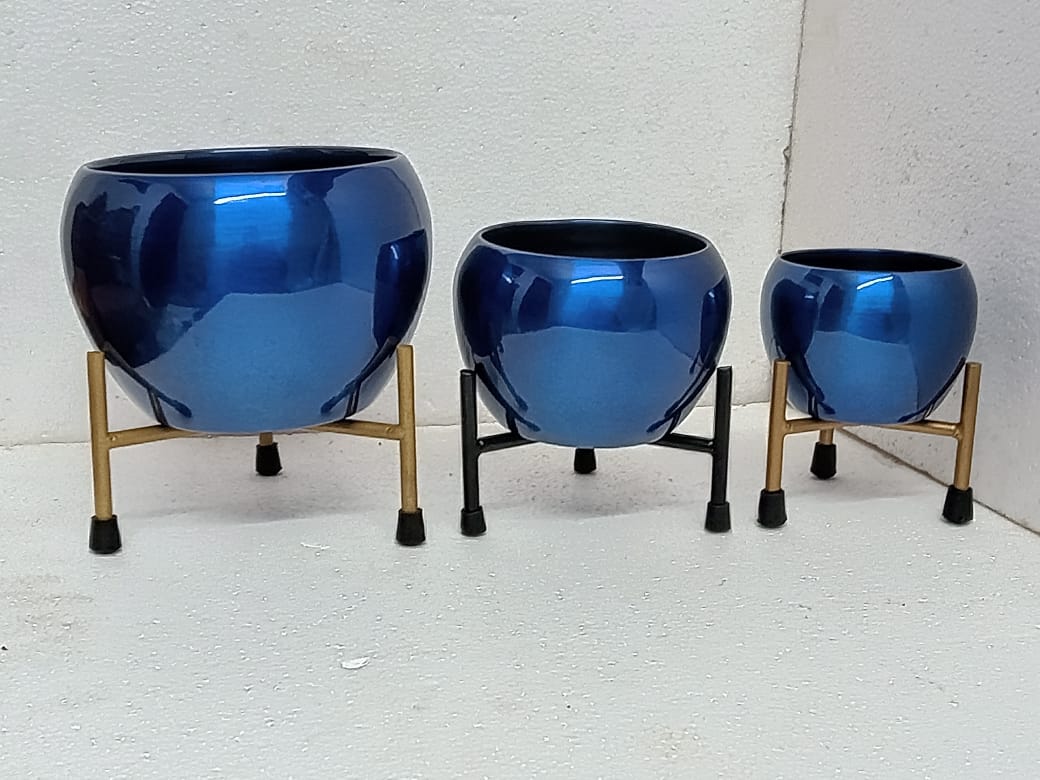 Metallic Globe Planter with Stand
