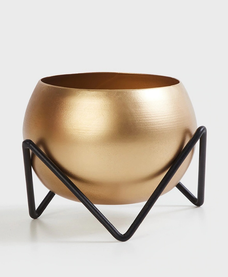 Gold Sphere V-Stand Planter