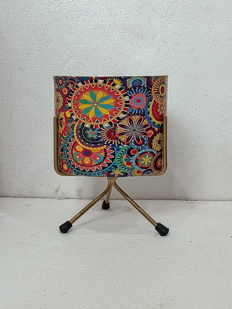 Mandala Print Tripod Planter